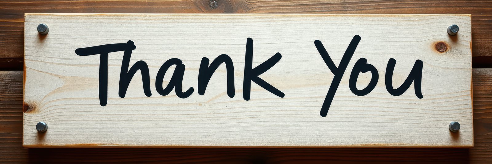 Thank you sign on rustic wooden background expressing appreciation in a warm setting